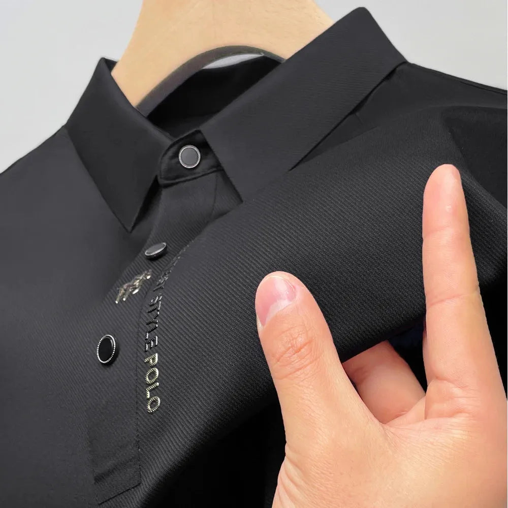 Men's Shirts with Convertible CollarsMen Ice Silk Polo Shirt Short Sleeved Letter Printing T-shirt New 2024 Summer Embroidery Men's Clothing Men's Shirts with Convertible CollarsMen Ice Silk Polo Shirt Short Sleeved Letter Printing T-shirt New 2024 Summer Embroidery Men's Clothing