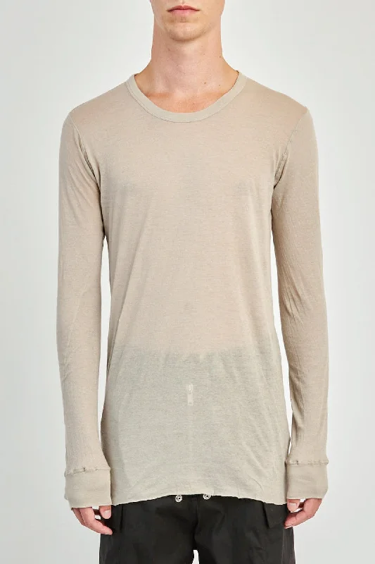 Cool Men's Pea CoatsRick Owens Basic LS T in Pearl