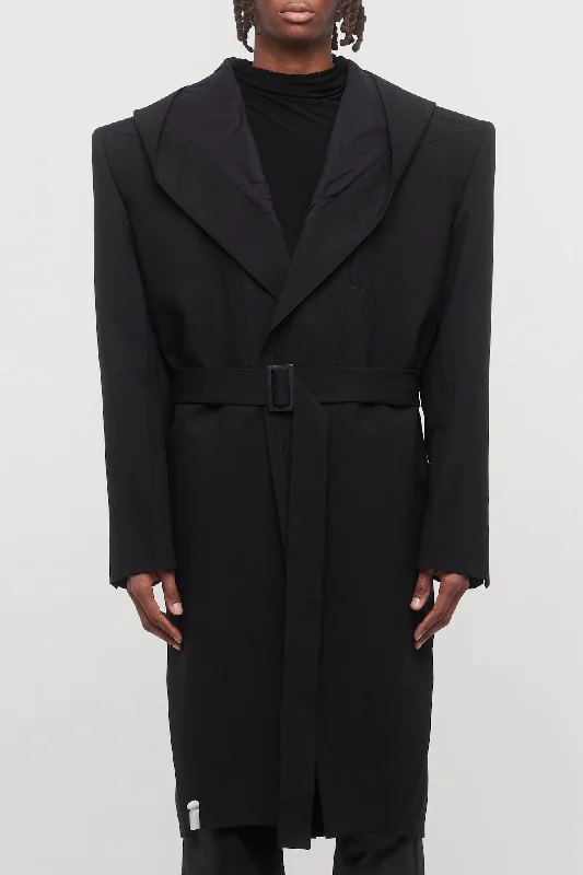 Men's Coats with Stretch FabricRick Owens Hooded Lido Tatlin Coat
