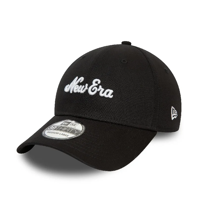 Women's Beanie CapsNew Era Script Black 39THIRTY Stretch Fit Cap