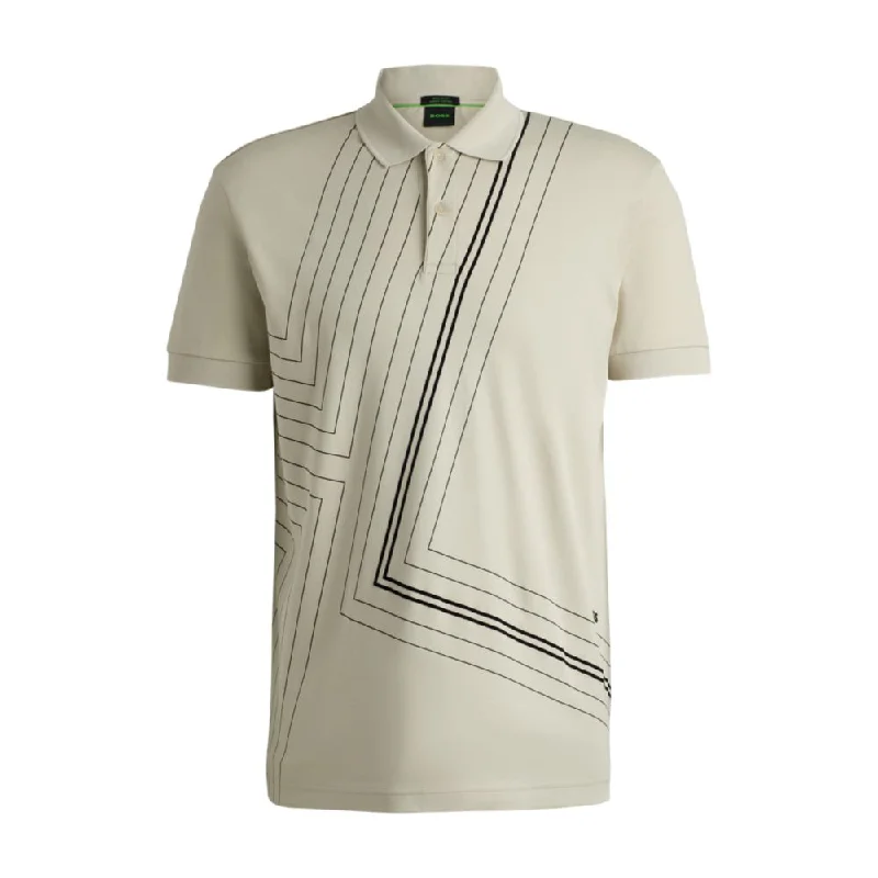 Men's Shirts with Striped PatternsInterlock-cotton polo shirt with fineline artwork
