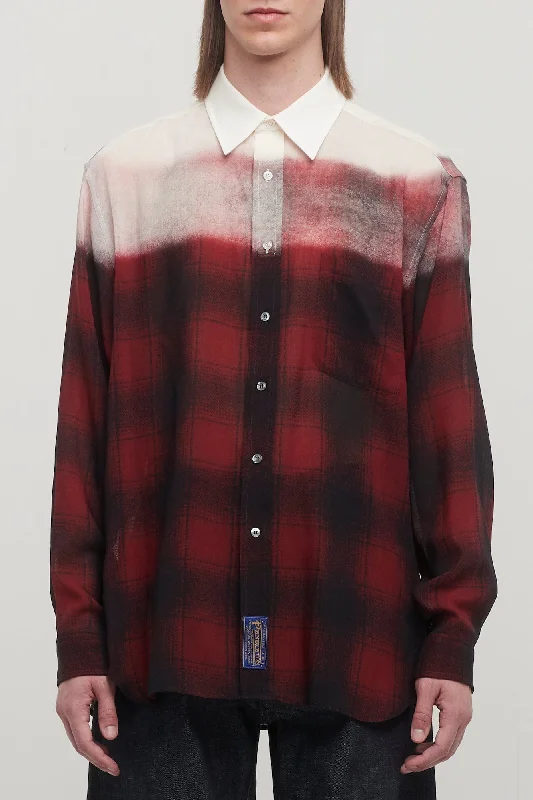 Warm Men's Down JacketsMaison Margiela Long-Sleeved Degrade Plaid Shirt