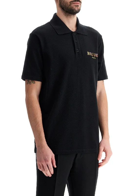 Men's Shirts with Graphic Prints"vintage Balmain Embroidered Polo Shirt
