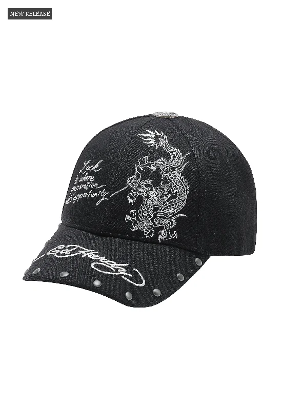 Adjustable Baseball Caps for KidsUnisex Flaming Skull 6 Panel Pearl Cap - Black