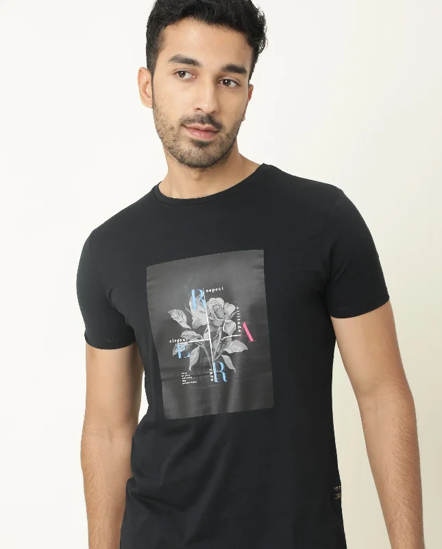 Classic Men's Button-Up ShirtsRare Rabbit Men's Ponk Black Crew Neck Graphic Printed Half Sleeves Regular Fit T-Shirt Classic Men's Button-Up ShirtsRare Rabbit Men's Ponk Black Crew Neck Graphic Printed Half Sleeves Regular Fit T-Shirt