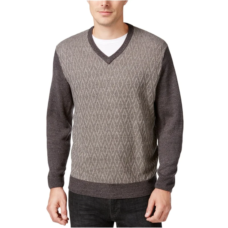 Striped Men's SweatersWeatherproof Mens Diamond Pullover Sweater, Grey, X-Large