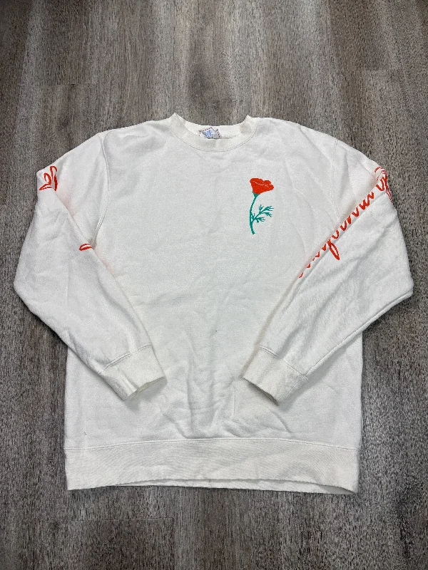 Men's Hoodies with Ribbed HemsSweatshirt Crewneck By Free and Easy In White, Size: L Men's Hoodies with Ribbed HemsSweatshirt Crewneck By Free and Easy In White, Size: L