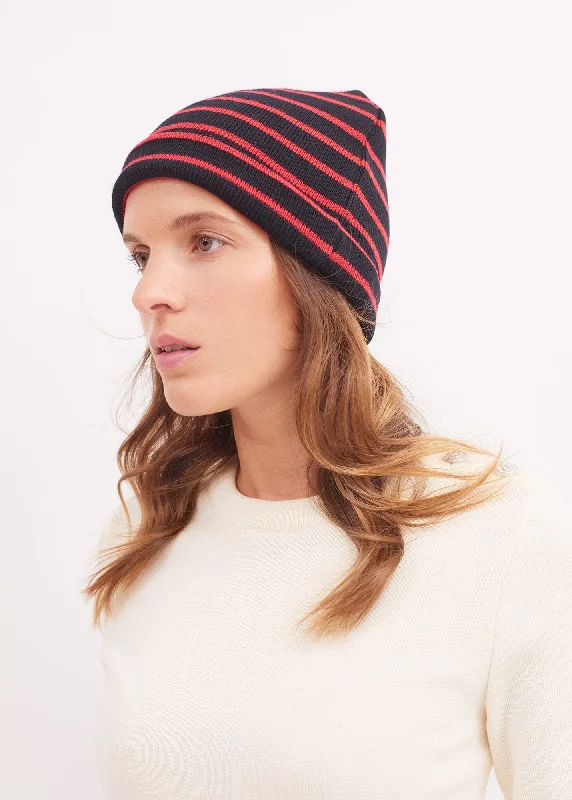 Quilted Winter HatsCartier striped sailor hat - in soft wool (NAVY/TULIPE)