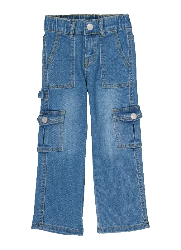 High-Waisted Men's JeansLittle Girls Cargo Pocket Straight Leg Jeans