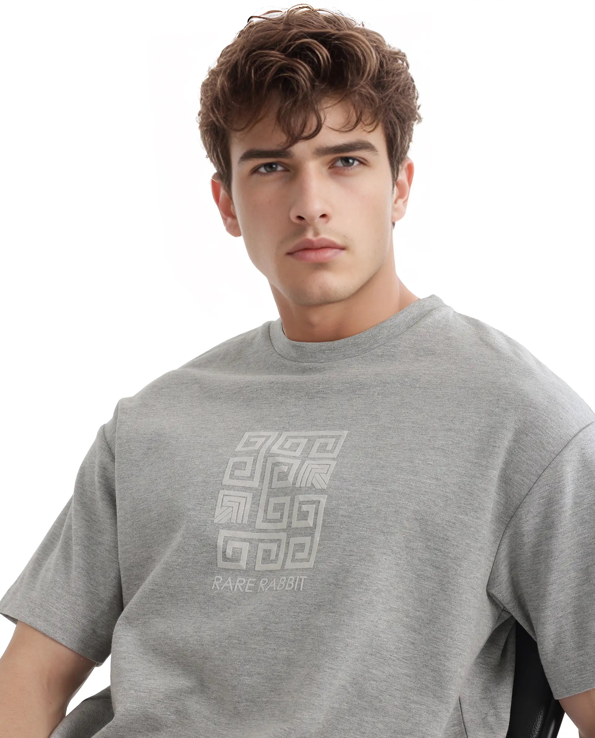 Men's Shirts with Mock NecksRare Rabbit Men Rexo Melange Grey Cotton Poly Fabric Short Sleeve Crew Neck Graphic HD Print T-Shirt Men's Shirts with Mock NecksRare Rabbit Men Rexo Melange Grey Cotton Poly Fabric Short Sleeve Crew Neck Graphic HD Print T-Shirt