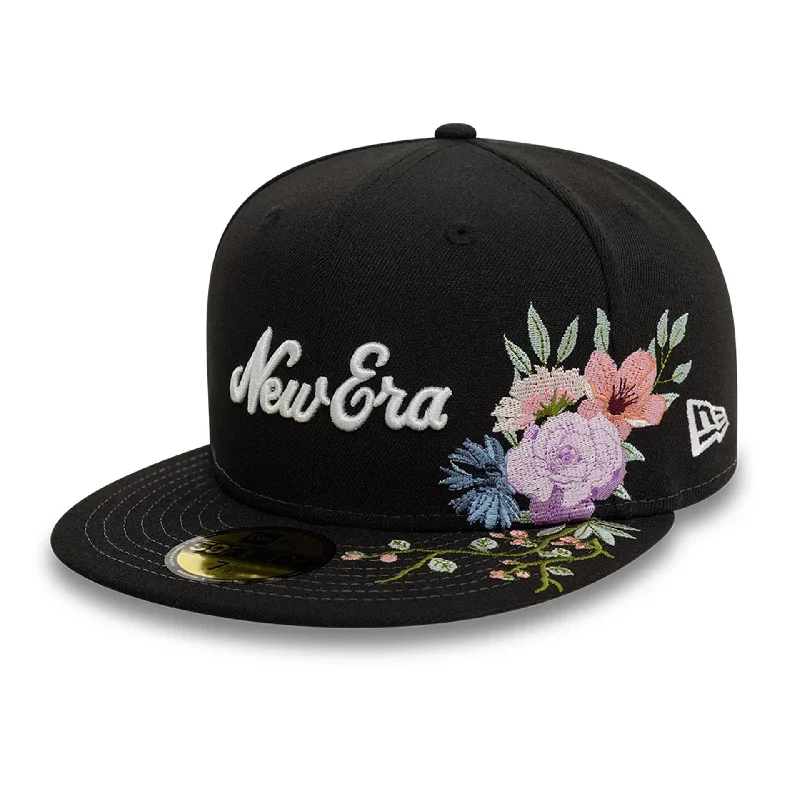 Relaxed Beanie HatsNew Era Floral Emblem Black 59FIFTY Fitted Cap