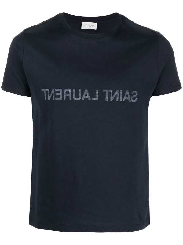 Men's Shirts with Embellished SleevesSaint Laurent Men'sT-Shirts And Polos blue