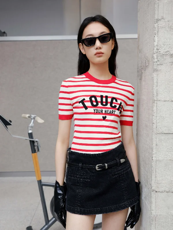 Men's Sweaters with ButtonsEmbroidered Logo Striped Top