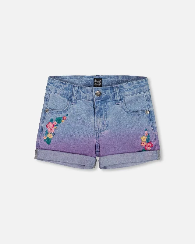 Men's Patterned Bermuda Shorts for FunCuffed Denim Shorts With Embroidery Floral Jeans Blue Men's Patterned Bermuda Shorts for FunCuffed Denim Shorts With Embroidery Floral Jeans Blue