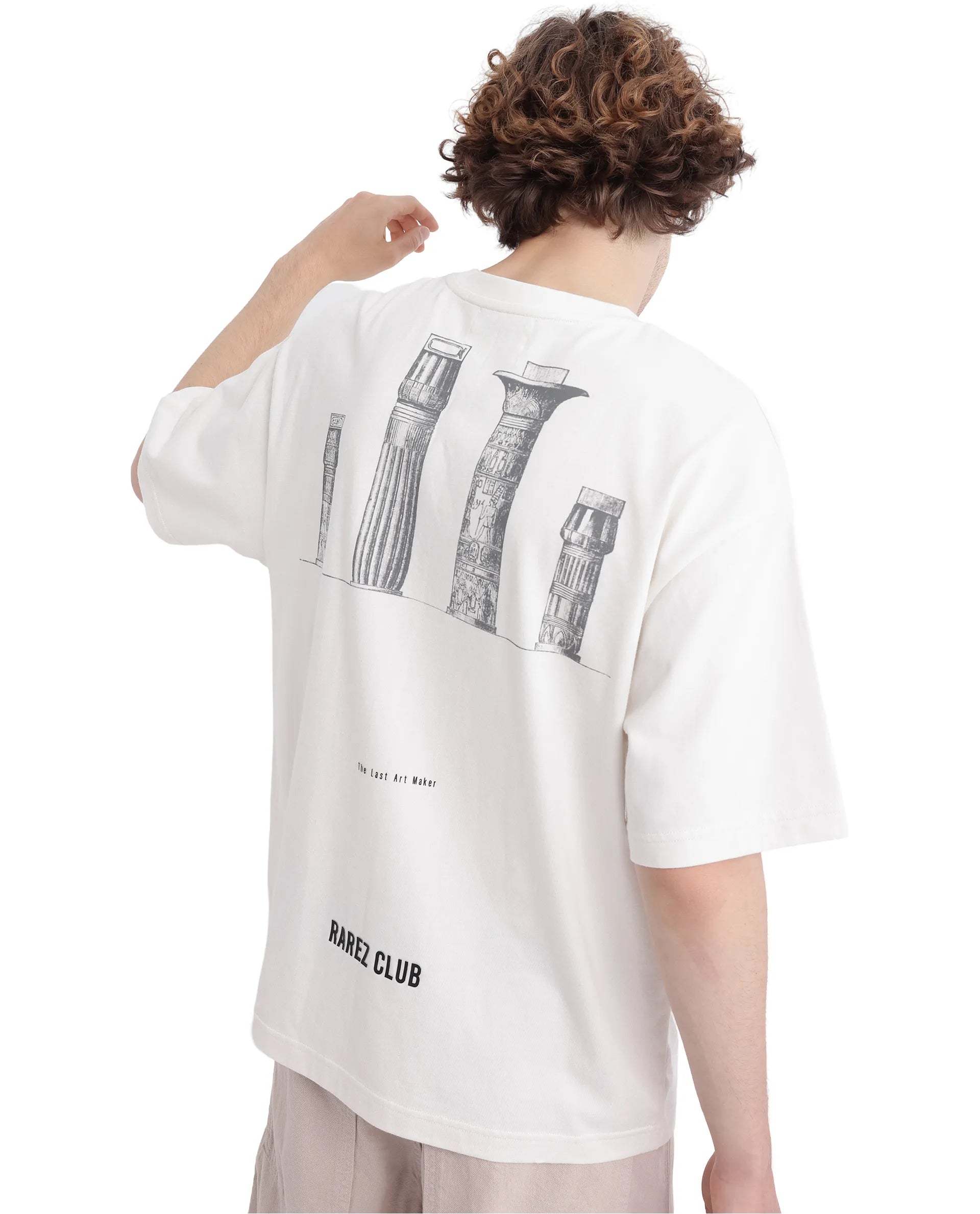 Men's Shirts with Tab CollarsRare Rabbit Men Laun Off White Cotton Fabric Short Sleeve Crew Neck Oversized Fit Off Placement HD Print T-Shirt Men's Shirts with Tab CollarsRare Rabbit Men Laun Off White Cotton Fabric Short Sleeve Crew Neck Oversized Fit Off Placement HD Print T-Shirt