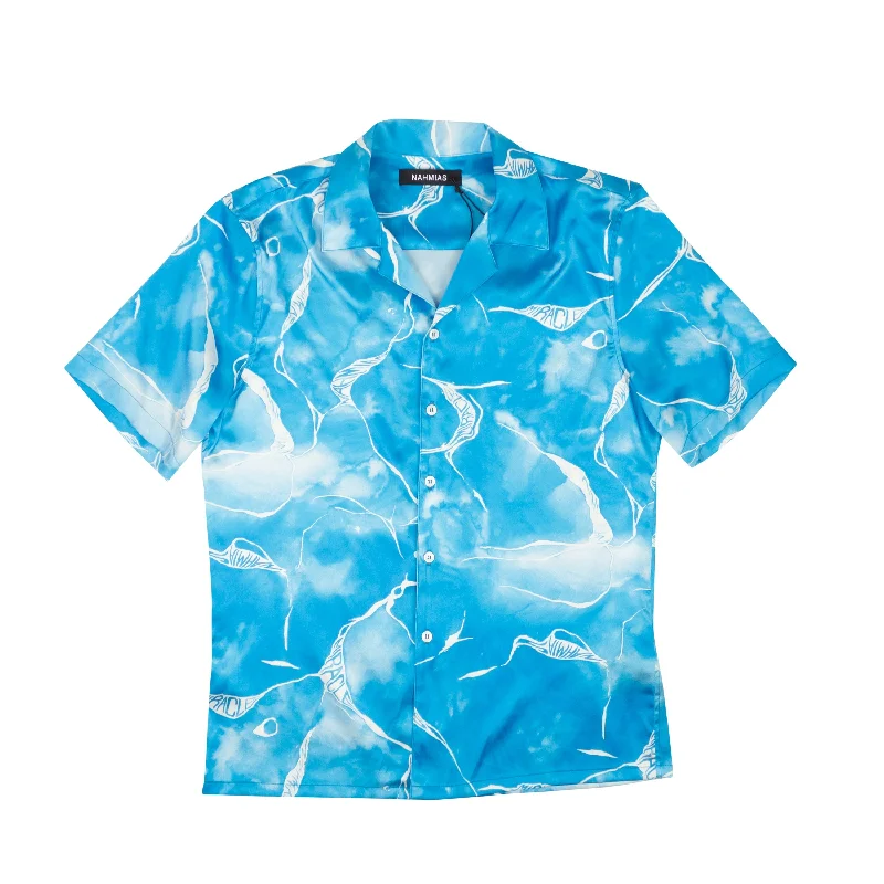 Men's Striped Shirts for a Maritime TwistBlue Miracle Tie Dye Silk Button Down Shirt Men's Striped Shirts for a Maritime TwistBlue Miracle Tie Dye Silk Button Down Shirt