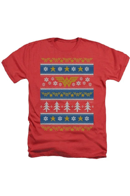 Men's Shirts with Snap ButtonsDC Comics Wonder Woman Wonder Woman Christmas Sweater Adult Heather Tee / T-Shirt Men's Shirts with Snap ButtonsDC Comics Wonder Woman Wonder Woman Christmas Sweater Adult Heather Tee / T-Shirt