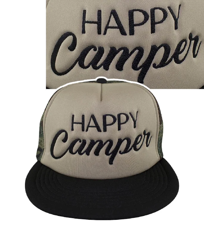Stylish Baseball Hats for Men"Happy Camper" Camo Foam Trucker Hat