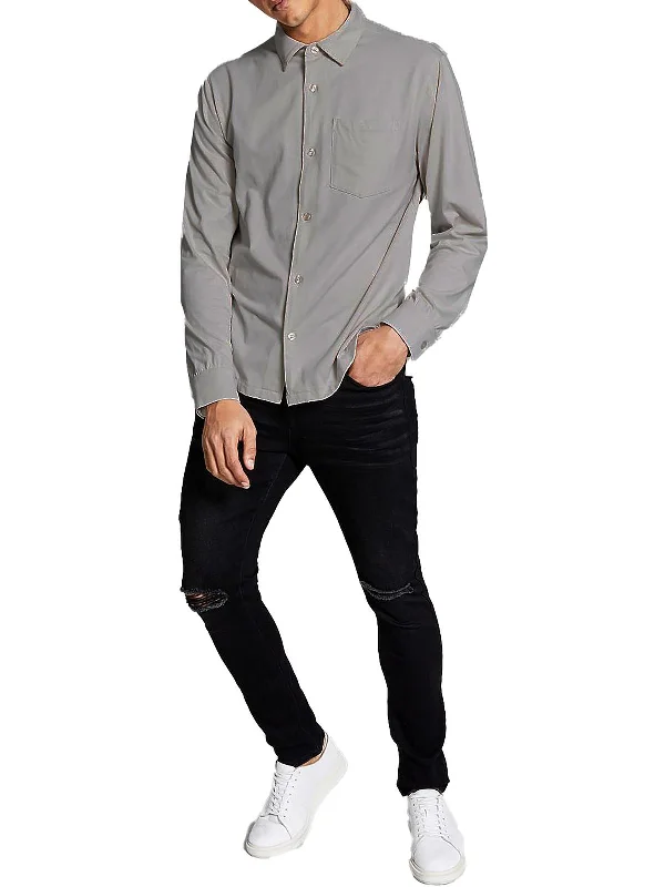 Men's Casual Friday Shirts for Relaxed Office DaysMens Knit Collared Button-Down Shirt Men's Casual Friday Shirts for Relaxed Office DaysMens Knit Collared Button-Down Shirt