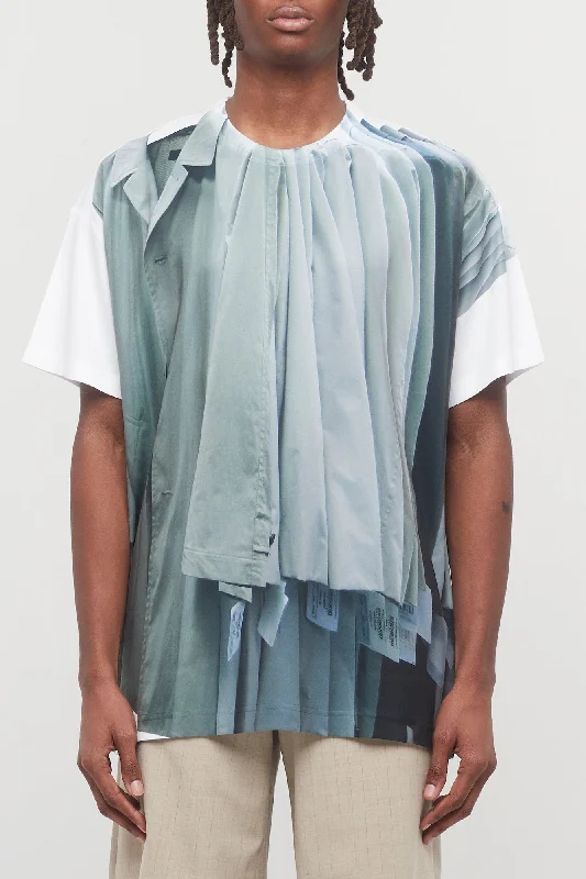 Designer Men's OvercoatsComme Des Garçons Homme Plus Tromp-L'œil T-Shirt in Grey
