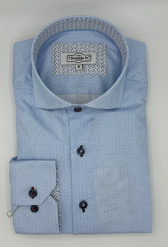 Durable Men's Work Shirts7 Downie St. Blue with Square Print Long Sleeve Sport Shirt - SW 1042 LS Durable Men's Work Shirts7 Downie St. Blue with Square Print Long Sleeve Sport Shirt - SW 1042 LS