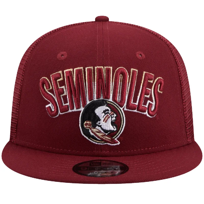 Boys' Snapback CapsNew Era Seminoles/Seminole Logo 9Fifty Adjustable Flatbill Snapback Trucker Cap - Garnet