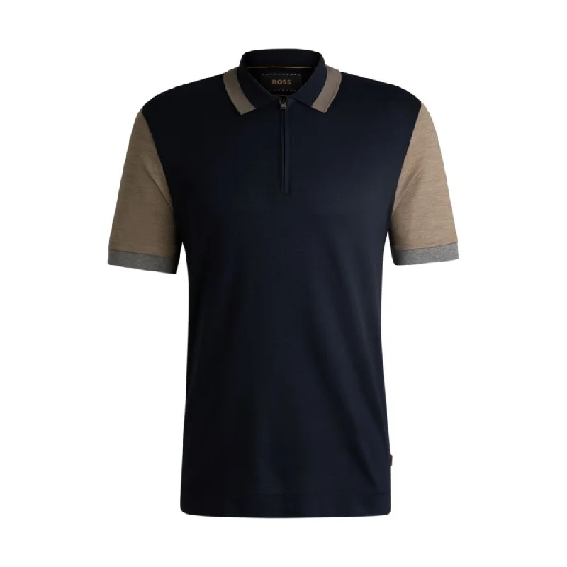 Men's Shirts with Plaid PatternsCotton-silk polo shirt with contrast details