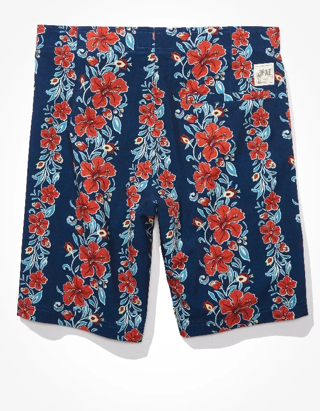 Warm-Weather Men's Linen and Cotton Casual ShortsAE 9" Floral Classic Board Short