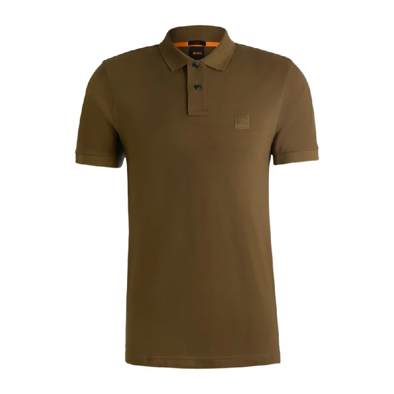 Men's Shirts with Logo EmbossmentsSlim-fit stretch-cotton polo shirt with logo patch Men's Shirts with Logo EmbossmentsSlim-fit stretch-cotton polo shirt with logo patch