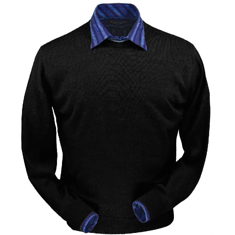 Men's Sweaters with Pockets and ZippersRoyal Alpaca Crew Neck Sweater in Black by Peru Unlimited Men's Sweaters with Pockets and ZippersRoyal Alpaca Crew Neck Sweater in Black by Peru Unlimited
