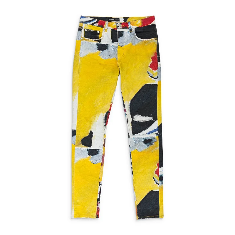 High-Quality Men's JeansPurple Brand Abstract Print Denim - Multi