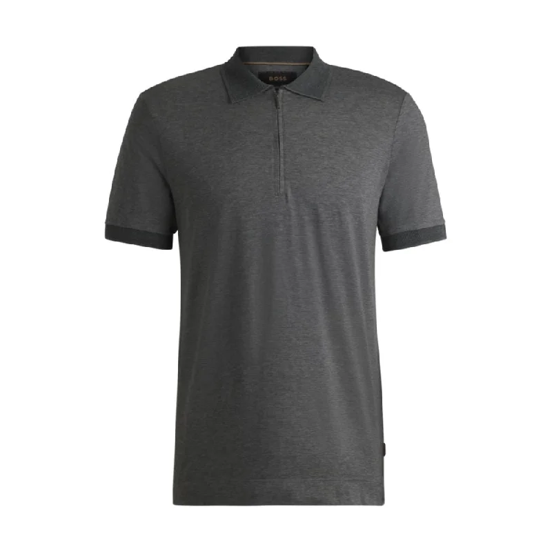 Men's Shirts with Abstract DesignsZip-placket polo shirt in cotton and silk