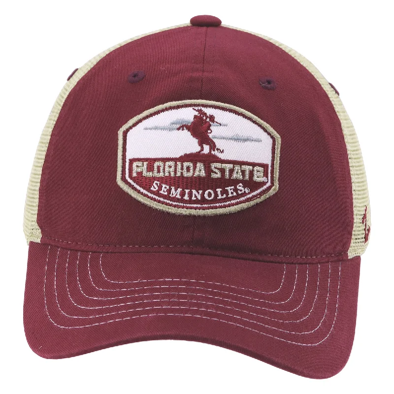 Kids' Baseball Caps with LogosZephyr Unconquered Silhouette Florida State Seminoles Patch Adjustable Trucker Cap - Garnet/Gold