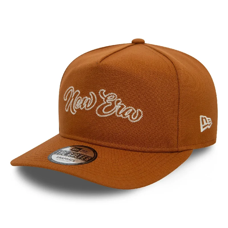 Vibrant Straw HatsNew Era Chain Stitch Brown Golfer Cap