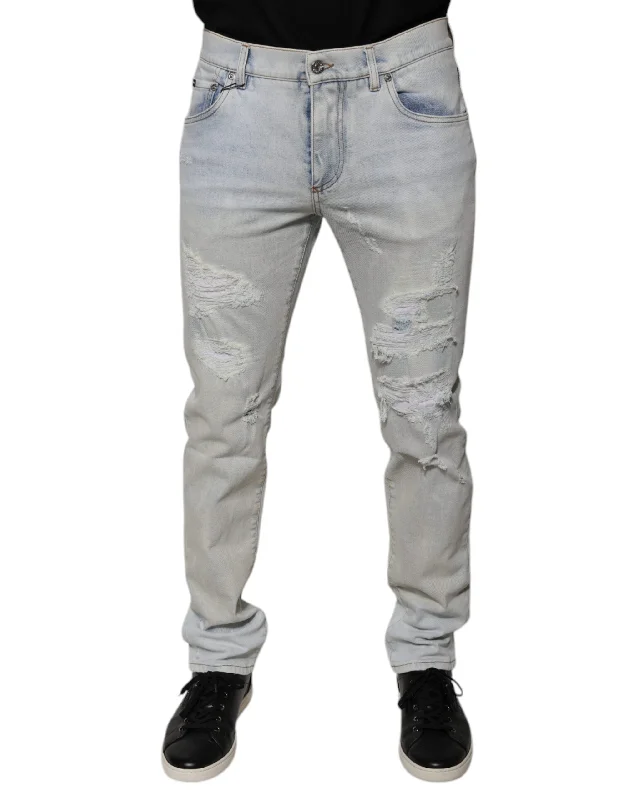 Light Wash Men's JeansDolce & Gabbana blue Cotton Blend Tatte Skinny blue Men's Jeans Light Wash Men's JeansDolce & Gabbana blue Cotton Blend Tatte Skinny blue Men's Jeans