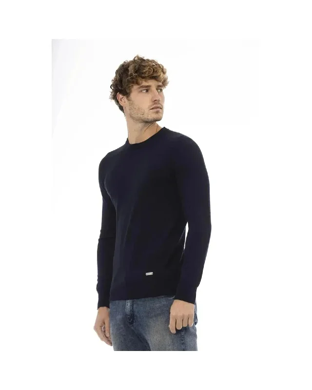 Men's Sweaters with Pockets and ZippersBaldinini Trend Men's Blue Wool Sweater - 48 IT Men's Sweaters with Pockets and ZippersBaldinini Trend Men's Blue Wool Sweater - 48 IT