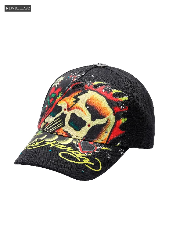 Attractive Bucket HatsUnisex Skull Chopper 6 Panel Embellished Cap - Black