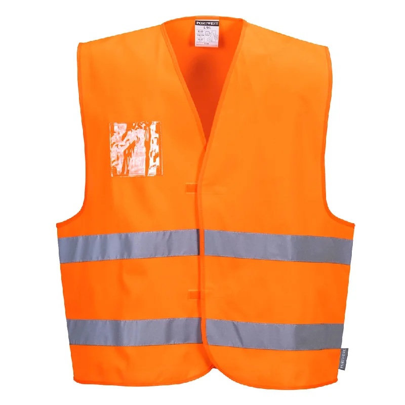 Men's Coats with Velcro ClosuresPortwest C475 Hi Vis Vest - Dual ID Holder