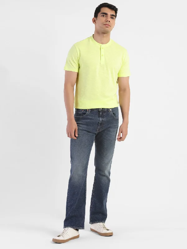 Men's Shirts with Mock NecksMen's Self Design Henley T-shirt Yellow