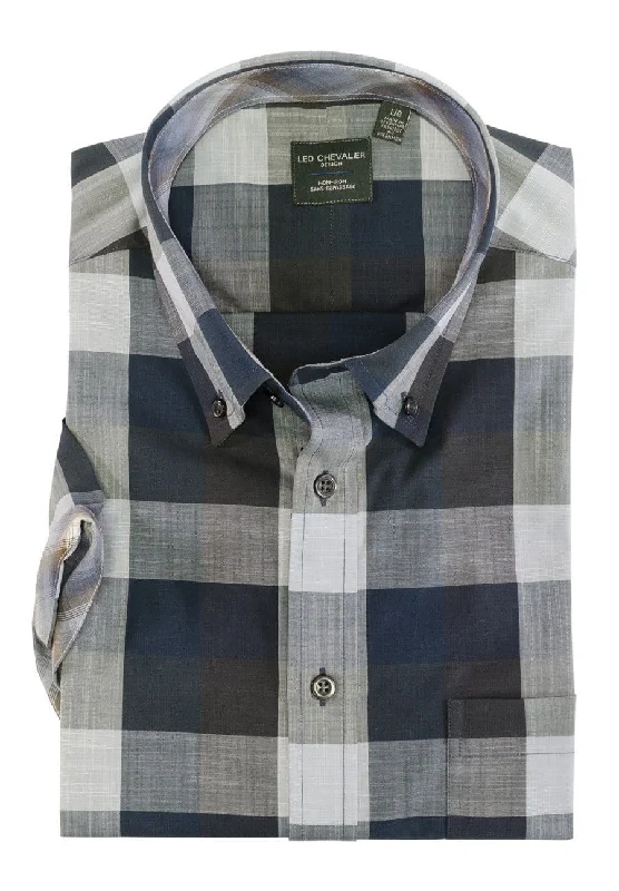 Men's Designer Shirts for a Statement Piece100% Cotton Non-Iron Regular Fit Plaid Sport Shirt Short Sleeve Men's Designer Shirts for a Statement Piece100% Cotton Non-Iron Regular Fit Plaid Sport Shirt Short Sleeve