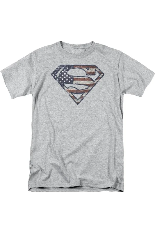 Men's Shirts with Tab CollarsSuperman war-torn Flag Short Sleeve Adult Tee / T-Shirt Men's Shirts with Tab CollarsSuperman war-torn Flag Short Sleeve Adult Tee / T-Shirt