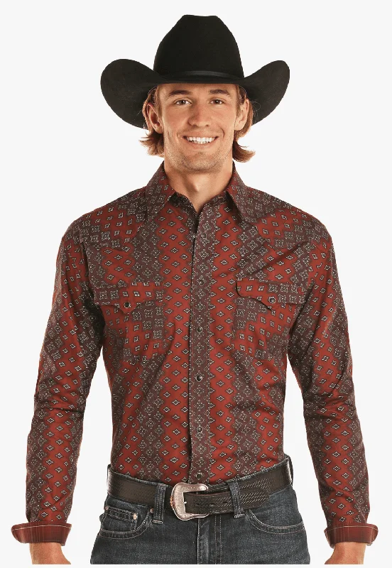 Men's Patterned Dress Casual Shirts for Smart-Casual EventsPanhandle Mens Ombre Long Sleeve Shirt Men's Patterned Dress Casual Shirts for Smart-Casual EventsPanhandle Mens Ombre Long Sleeve Shirt