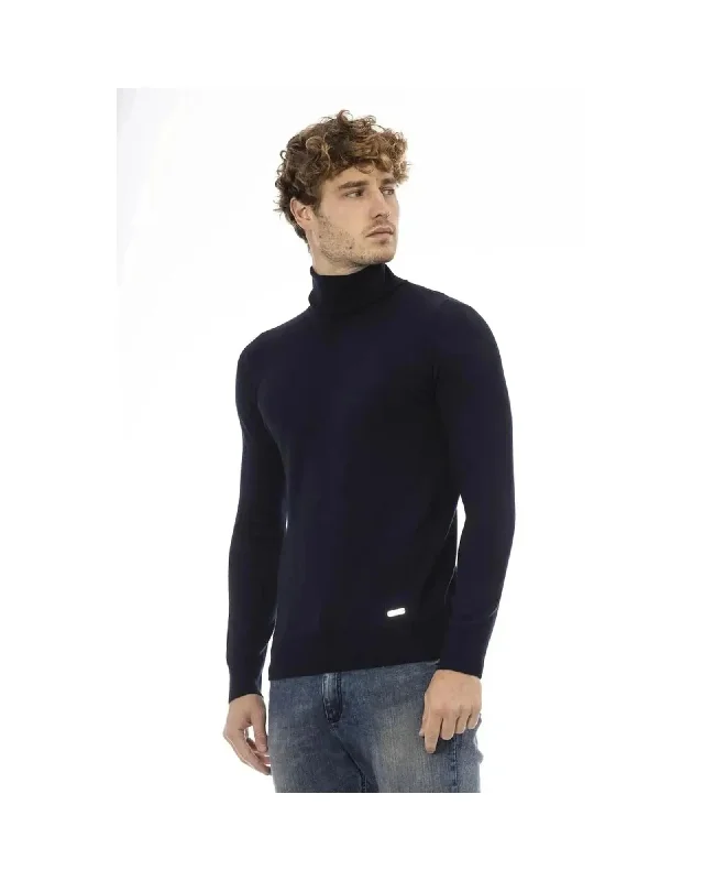 Men's Sweaters with High-Neck DesignsBaldinini Trend Men's Blue Wool Sweater - 56 IT