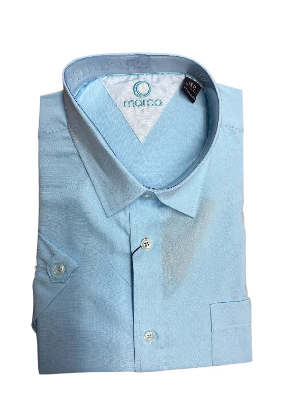 Men's Solid-Colored Shirts for VersatilityMarco Aqua Short Sleeve Shirt - CH3233C