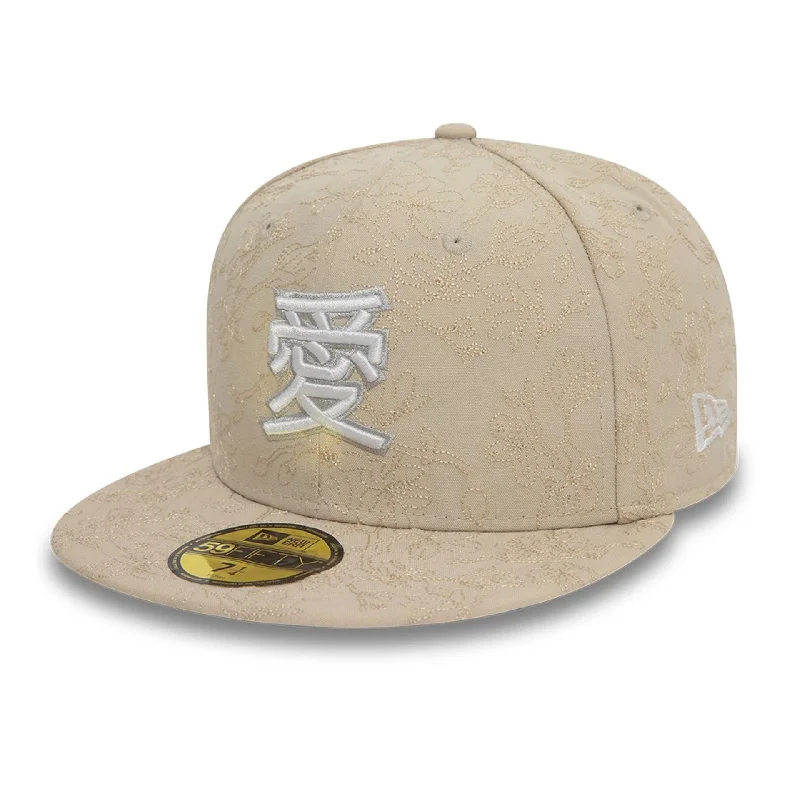 Girls' Straw HatsNew Era Cherry Blossom Love Light Beige 59FIFTY Fitted Cap