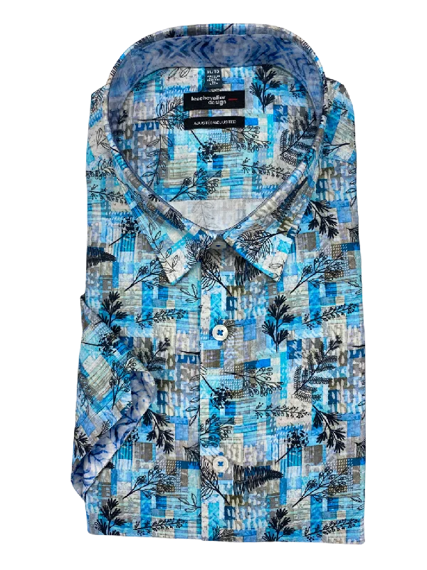 Men's Polo Shirts for Sports and Casual Wear100% Cotton Leo Chevalier Fitted Short Sleeve Sport Shirt - Aqua 622231 1400