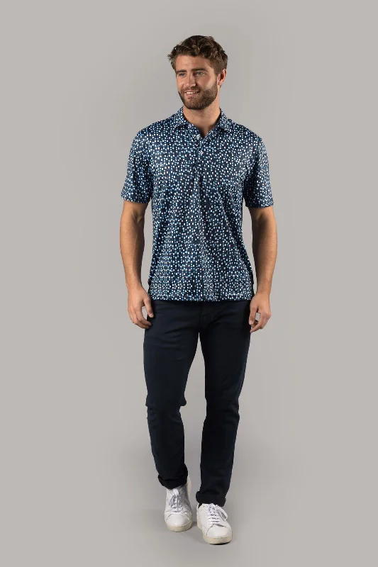 Men's Performance Shirts for SportsNavy with White and Blue Circles Polo Shirt