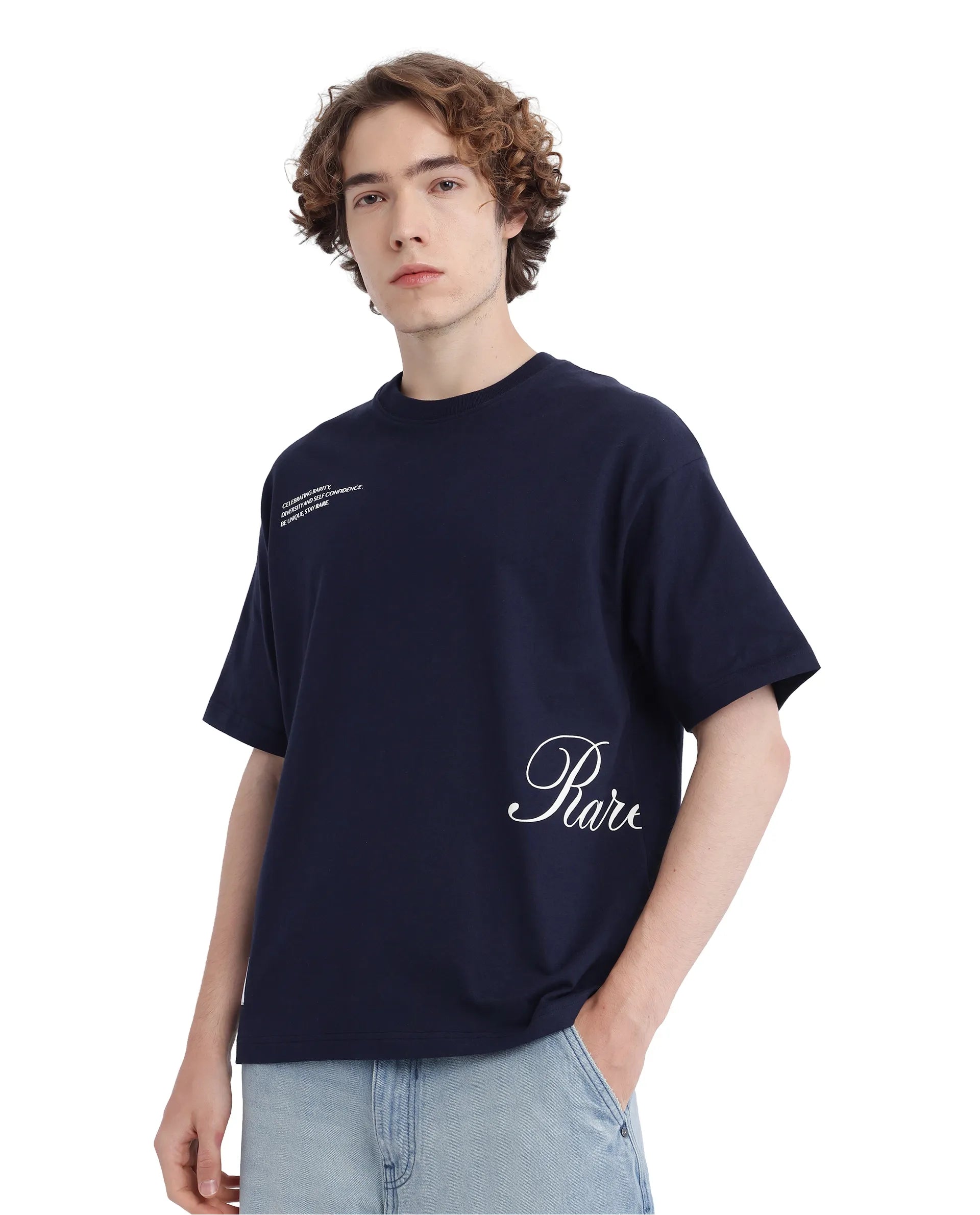 Men's Shirts with Abstract DesignsRare Rabbit Men Zolt Navy Cotton Fabric Short Sleeve Boxy Fit Typography Print T-Shirt Men's Shirts with Abstract DesignsRare Rabbit Men Zolt Navy Cotton Fabric Short Sleeve Boxy Fit Typography Print T-Shirt