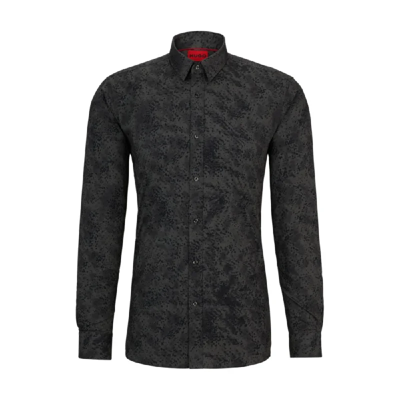 Men's Solid-Color Button-Down Shirts for VersatilityExtra-slim-fit shirt in Dalmatian-print stretch cotton