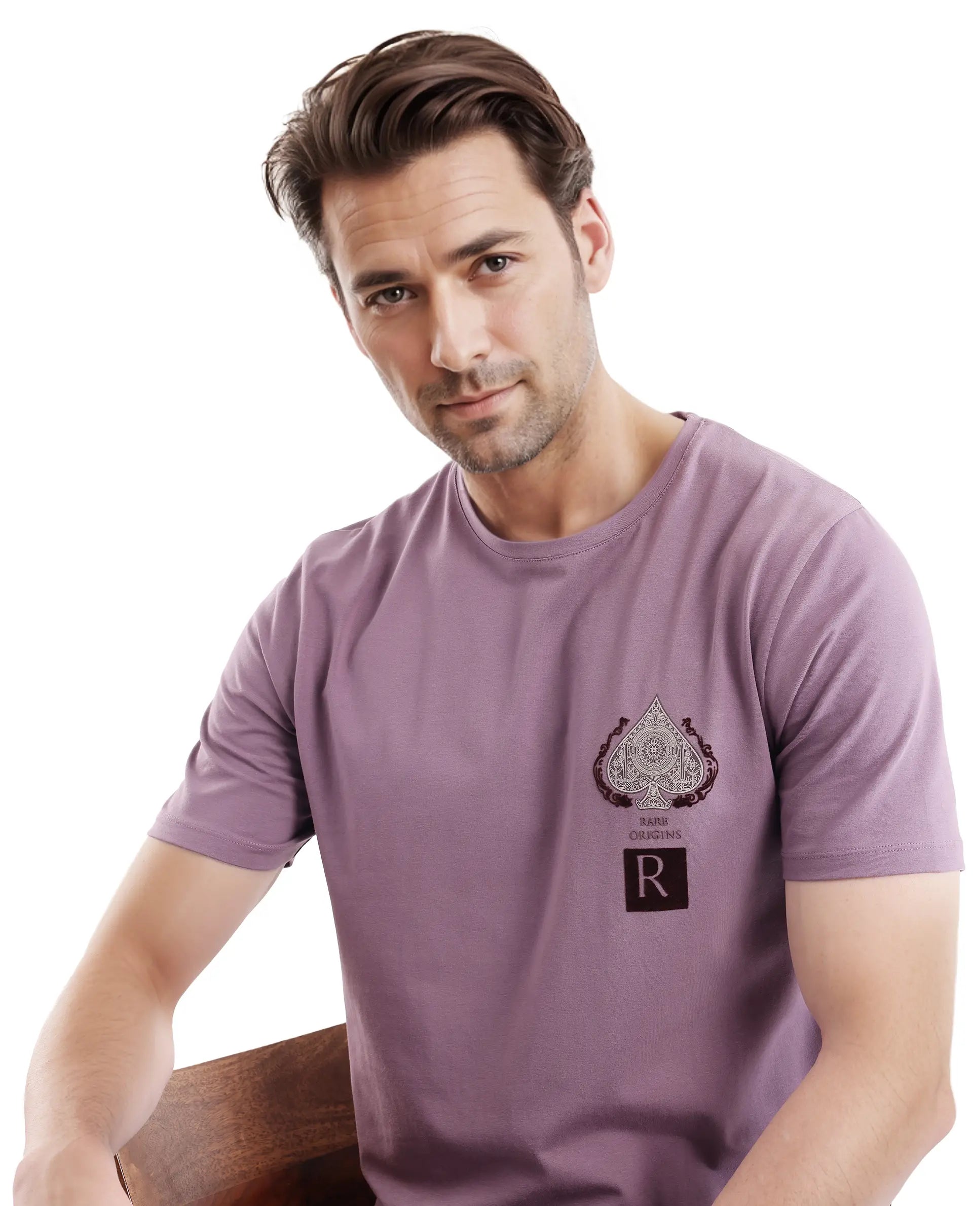 Striped Men's TopsRare Rabbit Men Rabo Dusky Purple Short Sleeve Crew Neck Printed T-Shirt Striped Men's TopsRare Rabbit Men Rabo Dusky Purple Short Sleeve Crew Neck Printed T-Shirt